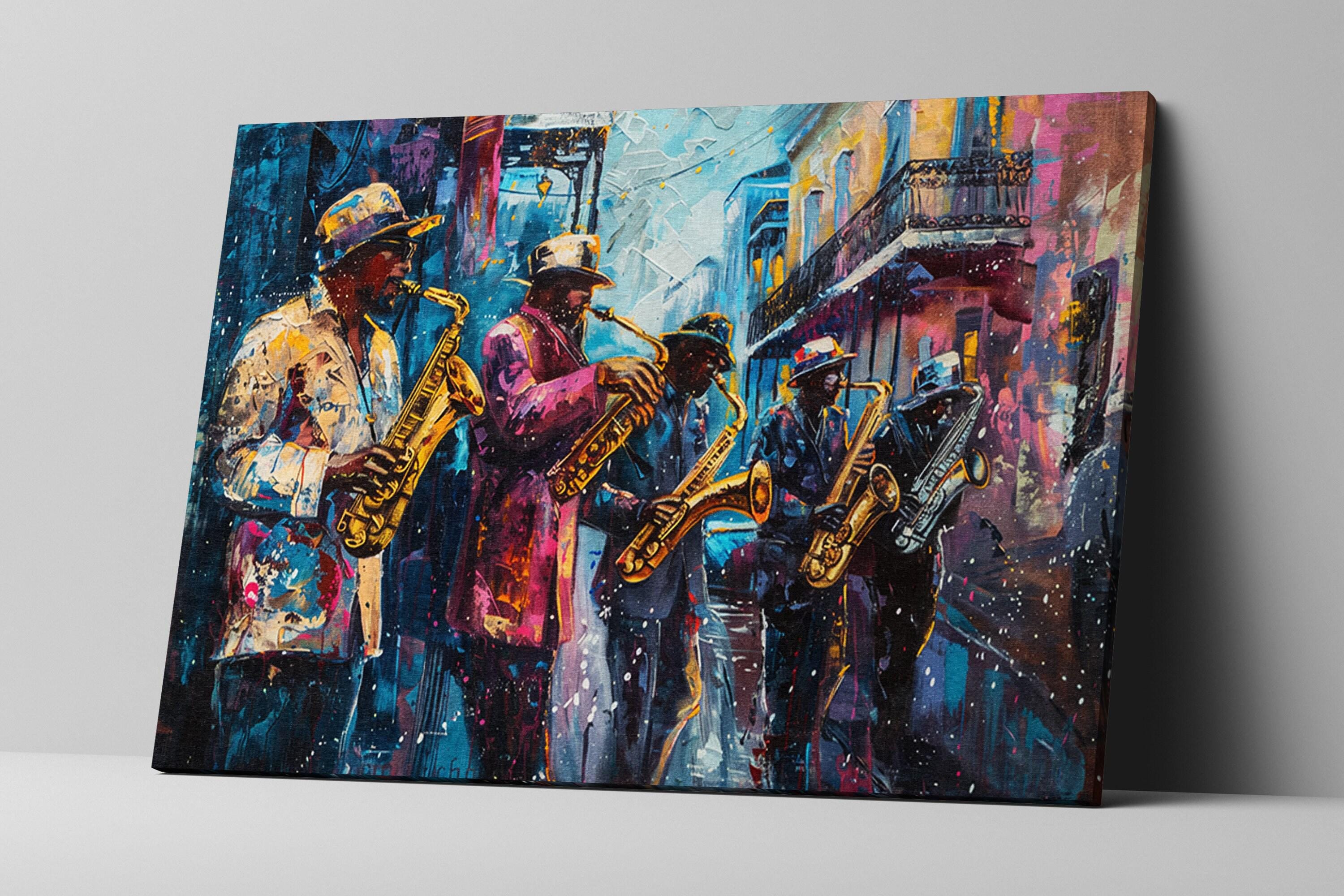 Bourbon Street Jazz Painting – New Orleans Wall Art | Gallery Wrapped Canvas Print