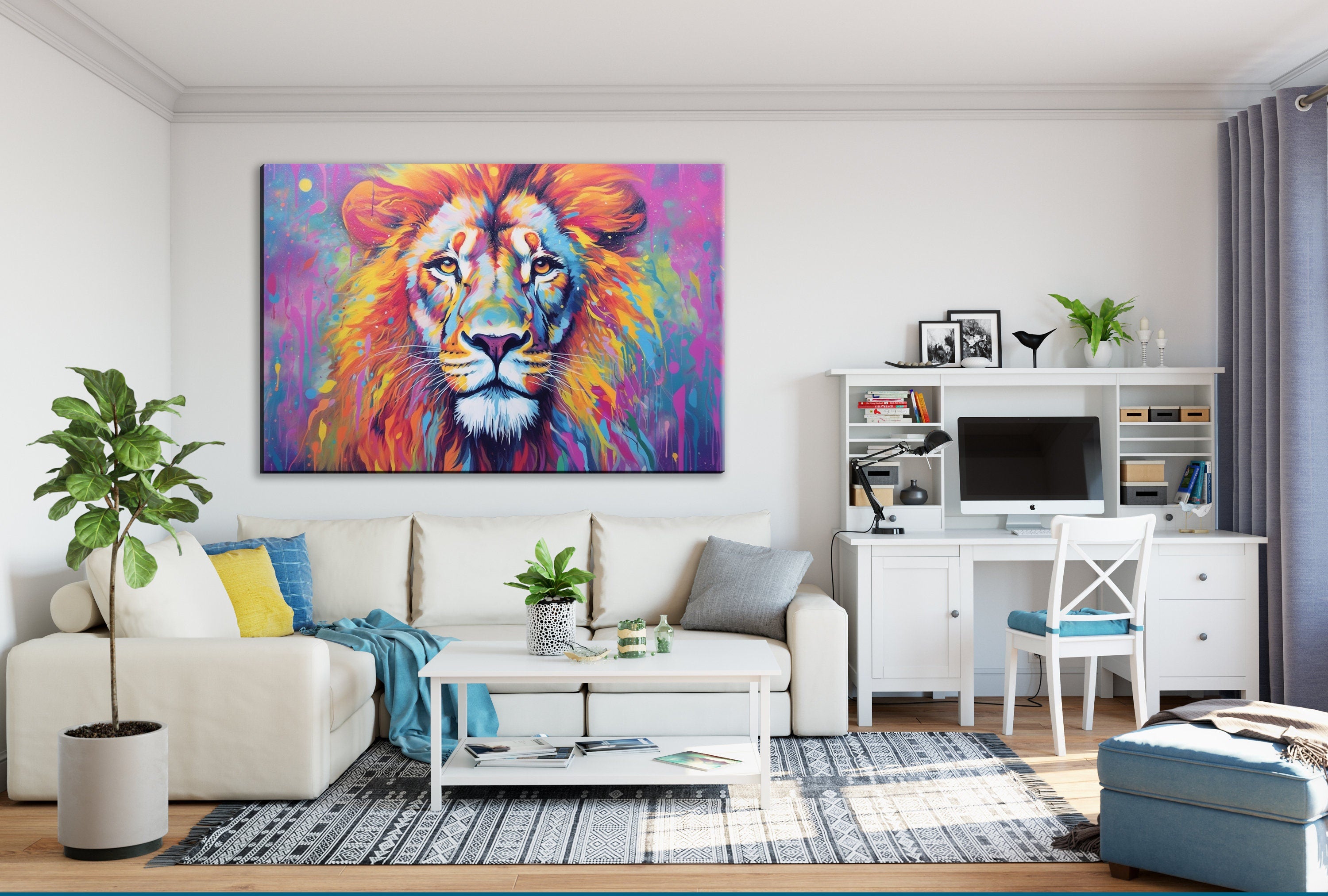 Lion Canvas Print – Regal Roar Portrait on Gallery Wrapped Artist Grade Canvas