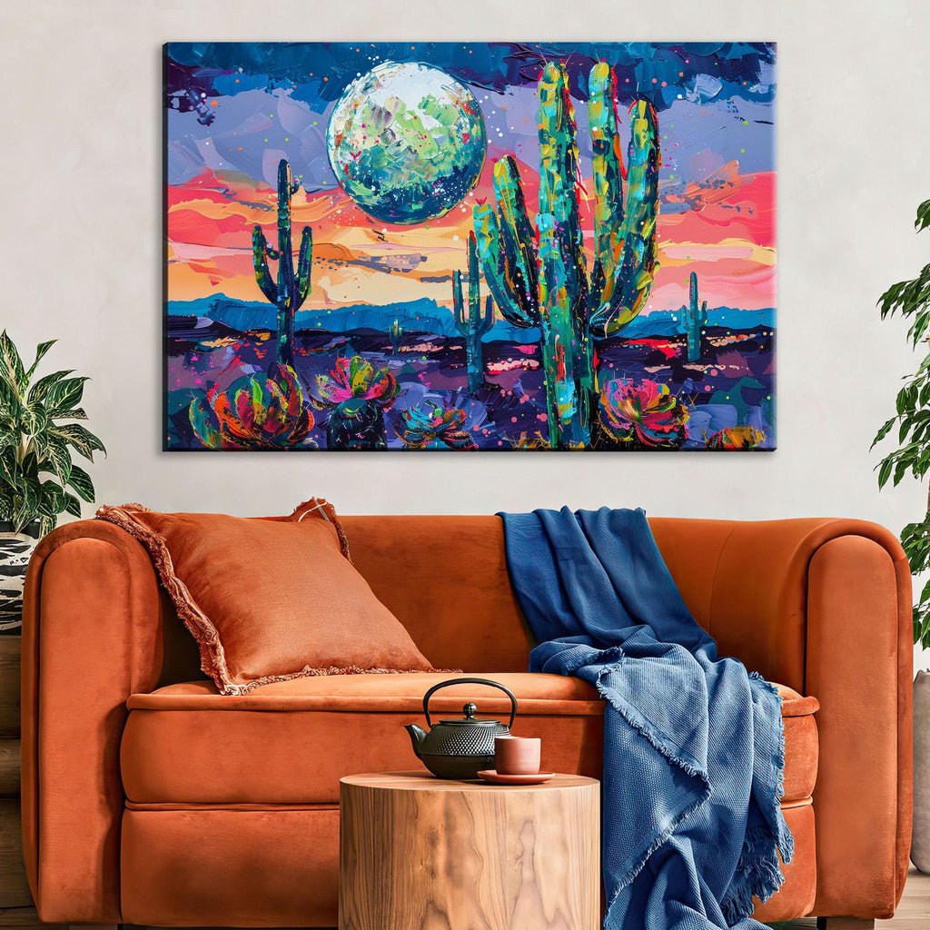 Desert Night Collage Art – Southwest Wall Art | Gallery Wrapped Canvas, Ready to Hang