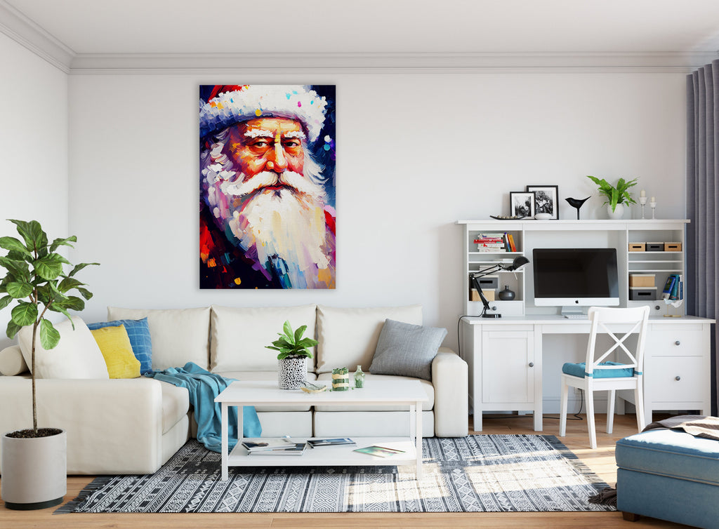 Santa Claus Canvas Print - Festive Holiday Painting | Christmas Wall Art Decor
