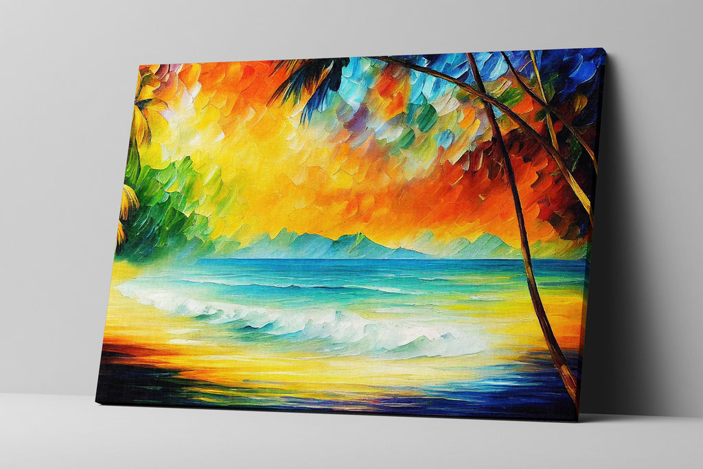 Beach Canvas Art - Vibrant Tropical Wall Canvas With Wooden Frame | Gallery Ready