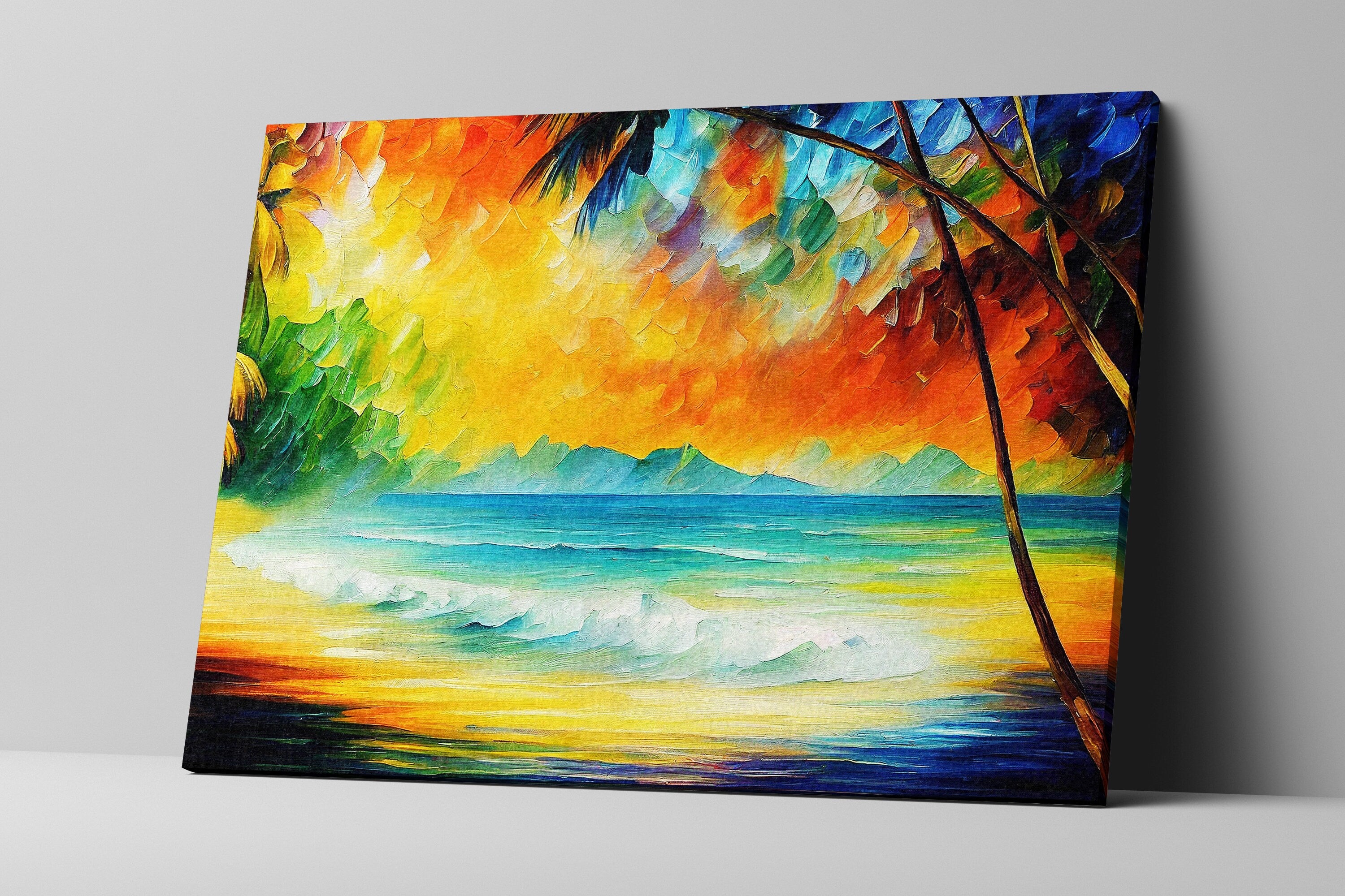 Beach Canvas Art - Vibrant Tropical Wall Canvas With Wooden Frame | Gallery Ready