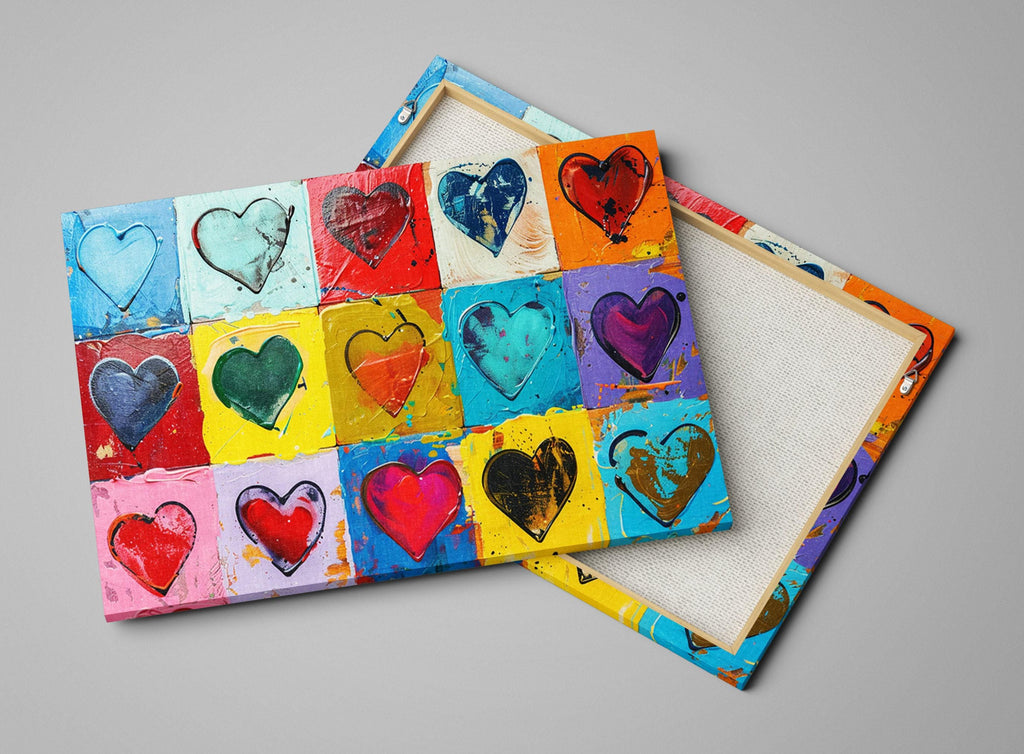 Abstract Heart Painting – Extra Large Gallery Wrapped Canvas | Colorful Hearts Art