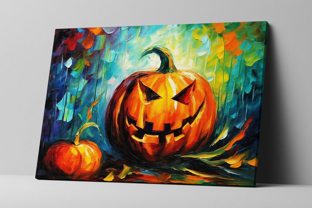 Halloween Pumpkin Wall Art – Large Jack O Lantern Canvas | Festive Pumpkin Art