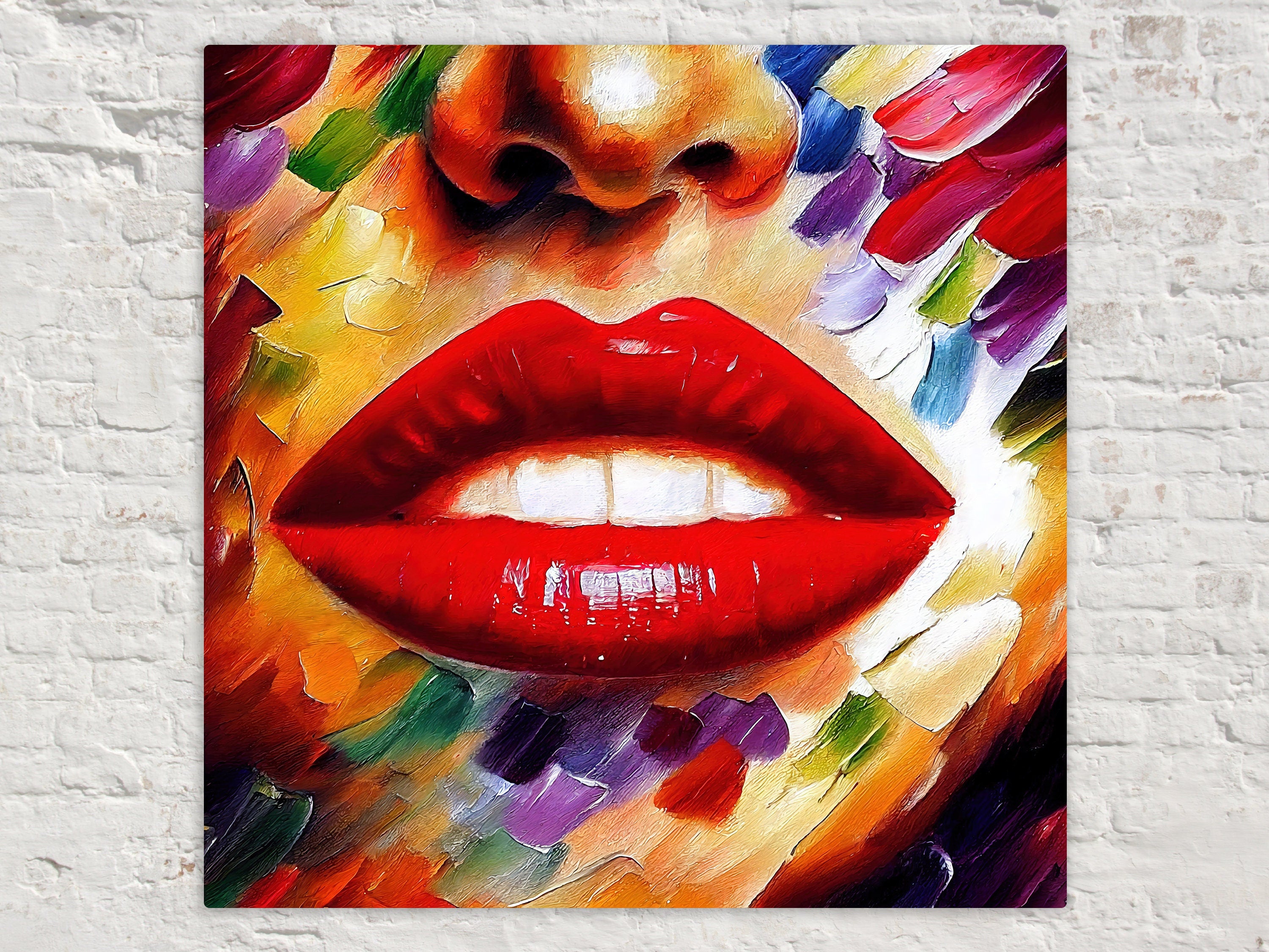 Red Lips Canvas Print - Vibrant Wall Decor With Colorful Lips Art Reproduction