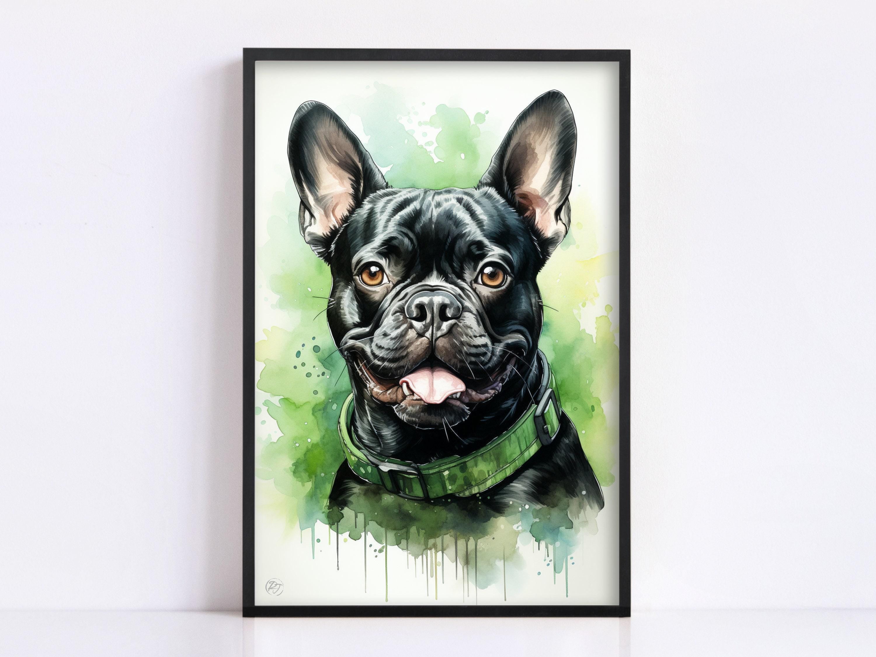 French Bulldog Watercolor Art for Stylish Home Decor, Giclee Print on Canvas, Artist Paper, Watercolor Paper, Available in Extra Large Sizes