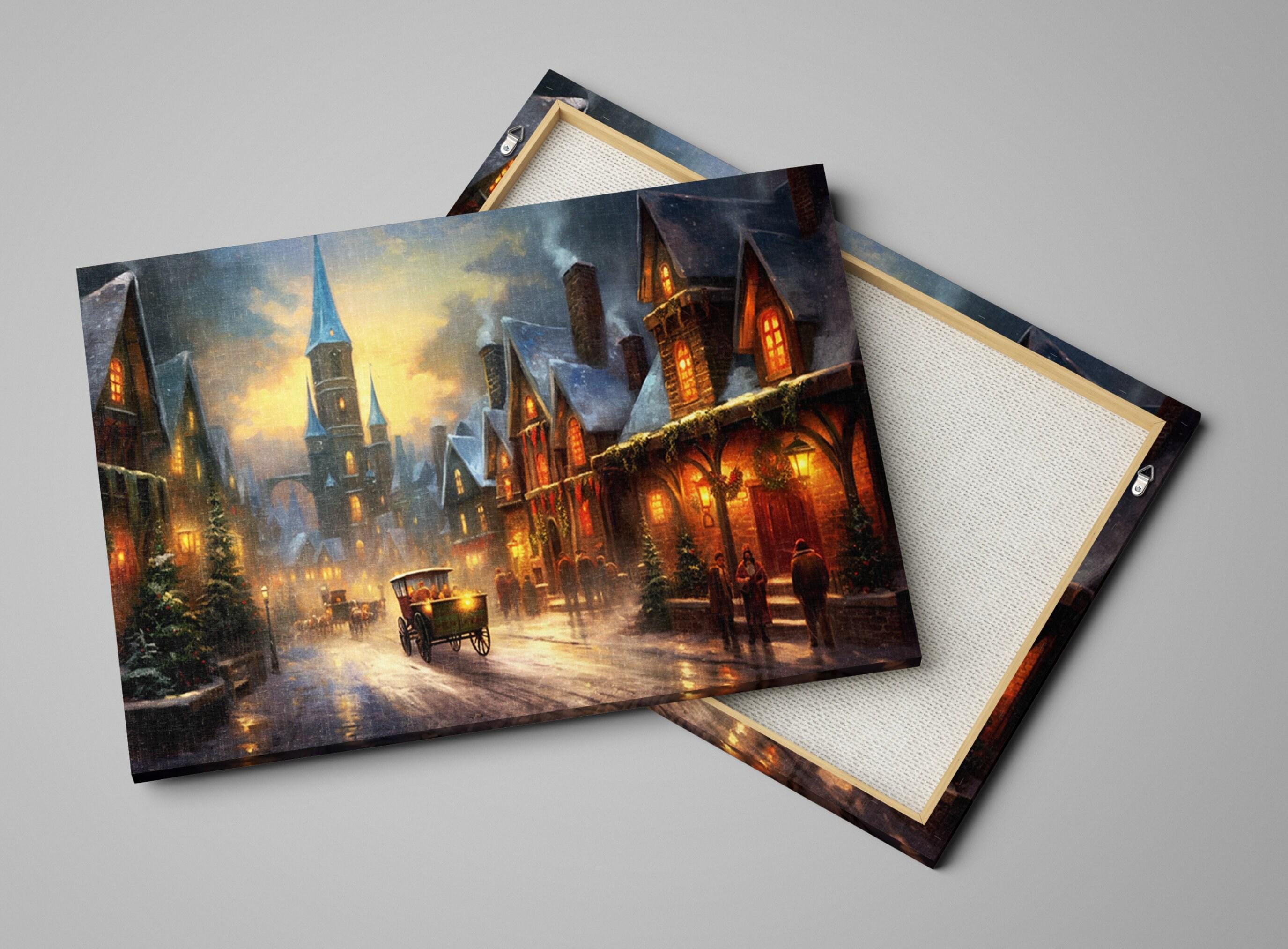 Vintage Christmas Canvas - Classic Holiday Art Print on Gallery Wrapped Canvas for Cozy Farmhouse Decor