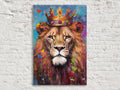 Lion Canvas Art – Large Gallery Wrapped Canvas with Majestic Lion Crown Painting