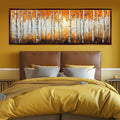 Birch Tree Wall Art – Large Framed Canvas Print with Orange Fall Leaves, Ready to Hang