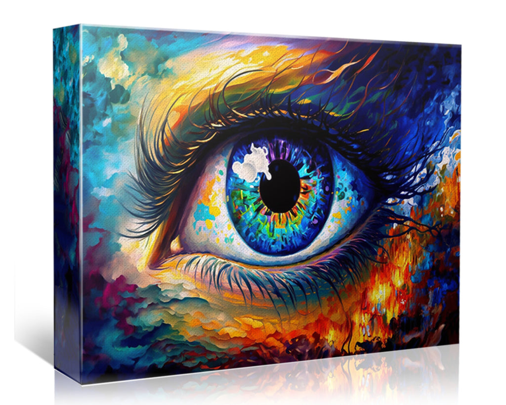 Colorful Eye Canvas – Vivid Psychedelic Eye Wall Art with Wooden Frame