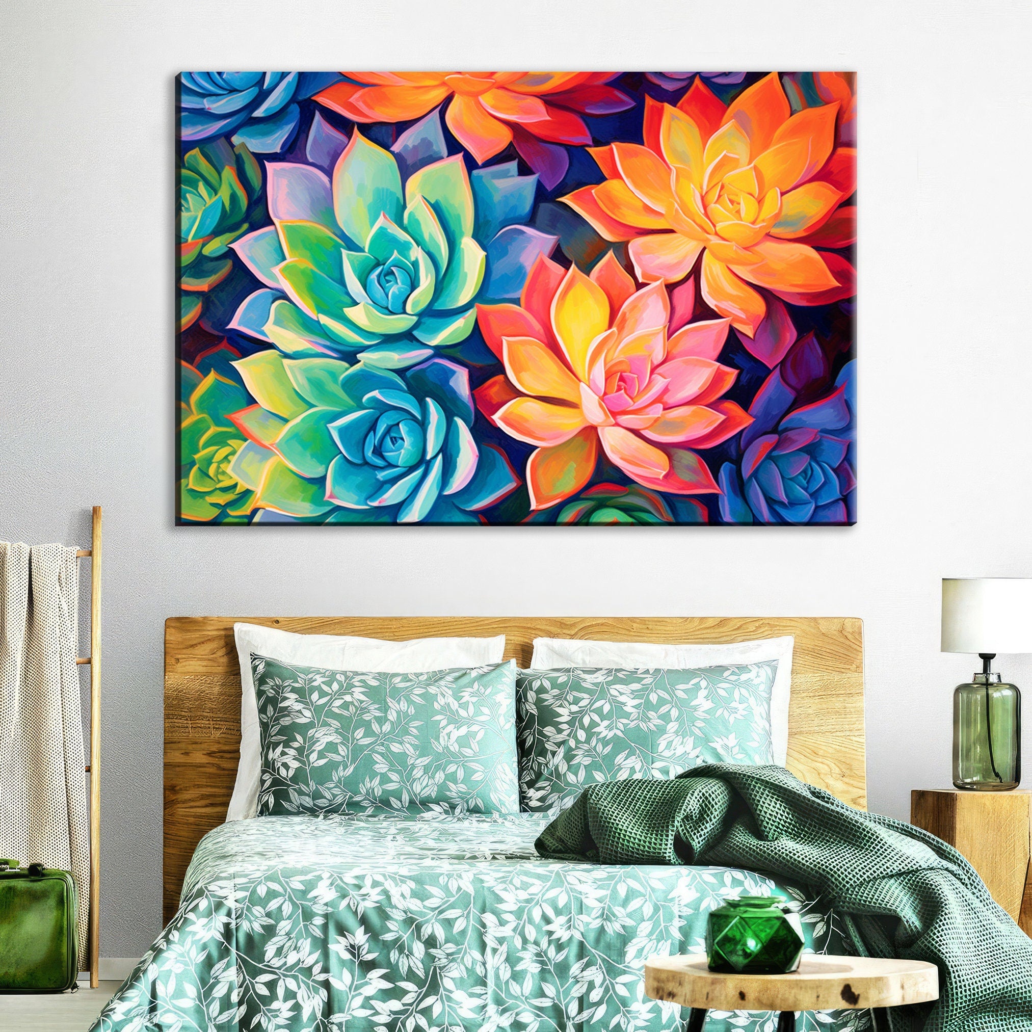 Succulent Wall Decor – Large Desert Plant Art on Gallery Ready Canvas Print