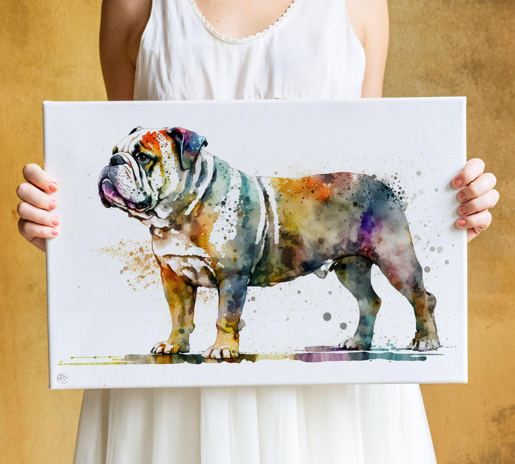 Bulldog Lover's Delight: Watercolor Bulldog Wall Art, Giclee Print on Canvas, Artist Paper, Watercolor Paper, Available in Extra Large Sizes