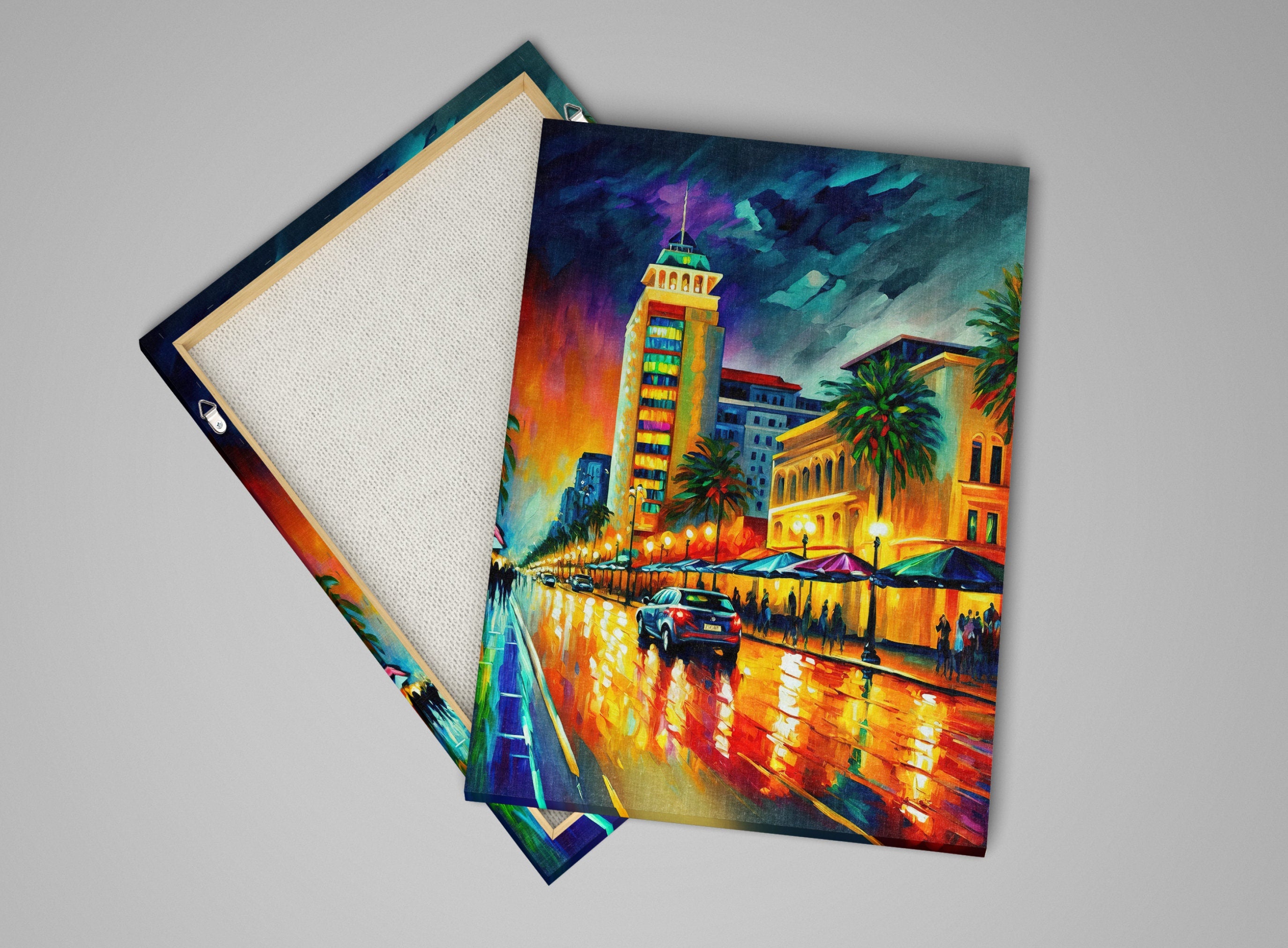 Miami Wall Art – Vibrant South Beach Painting on Gallery Ready Canvas Print
