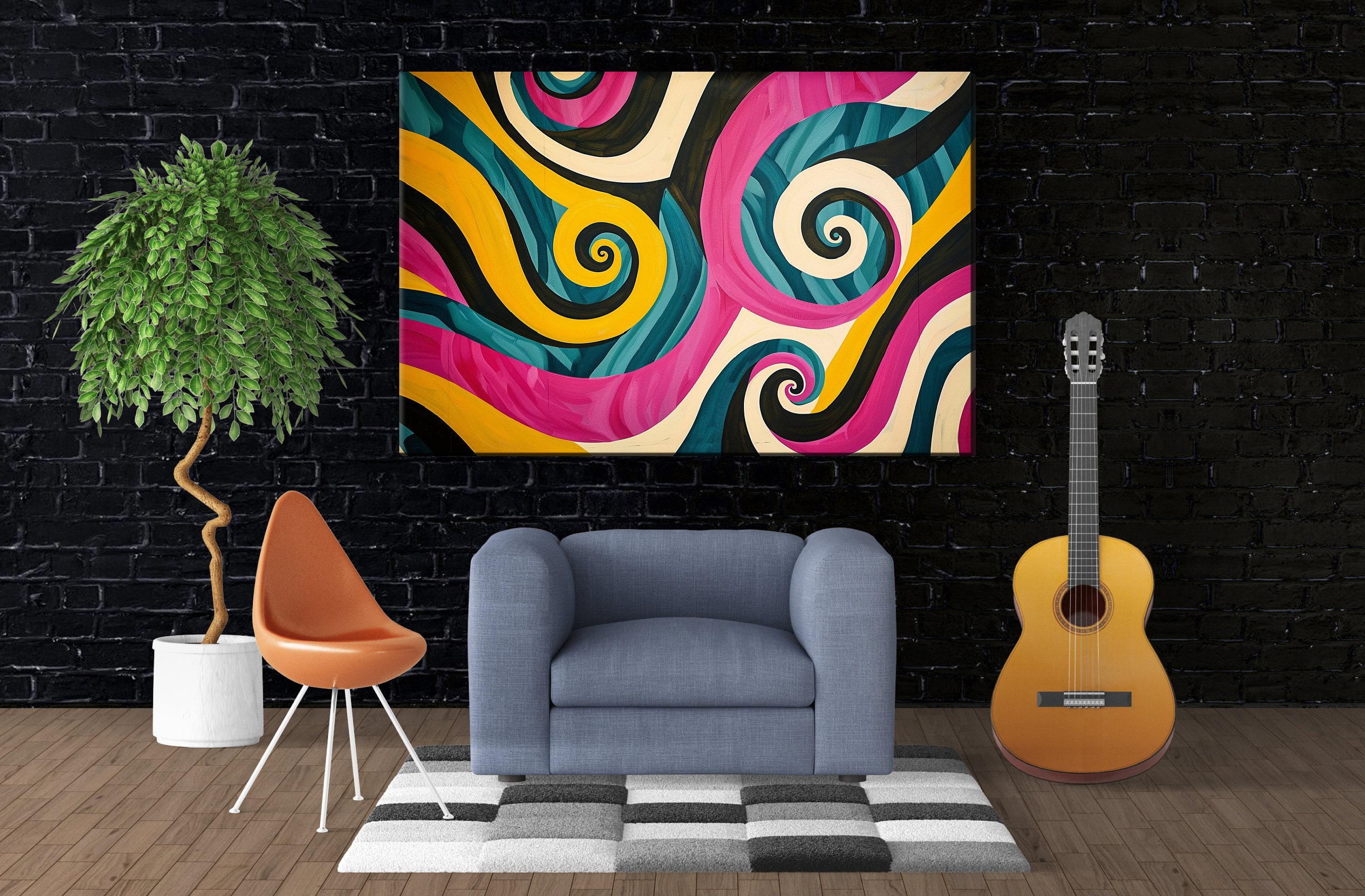 Pop Art Canvas - Large Abstract Swirl Painting | Gallery Wrapped, Ready to Hang
