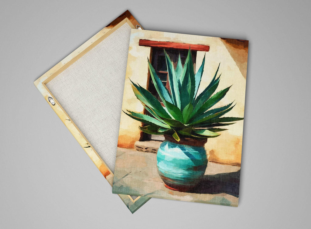 Southwest Canvas Painting – Large Giclee Print Desert Landscape Art with Agave Plant