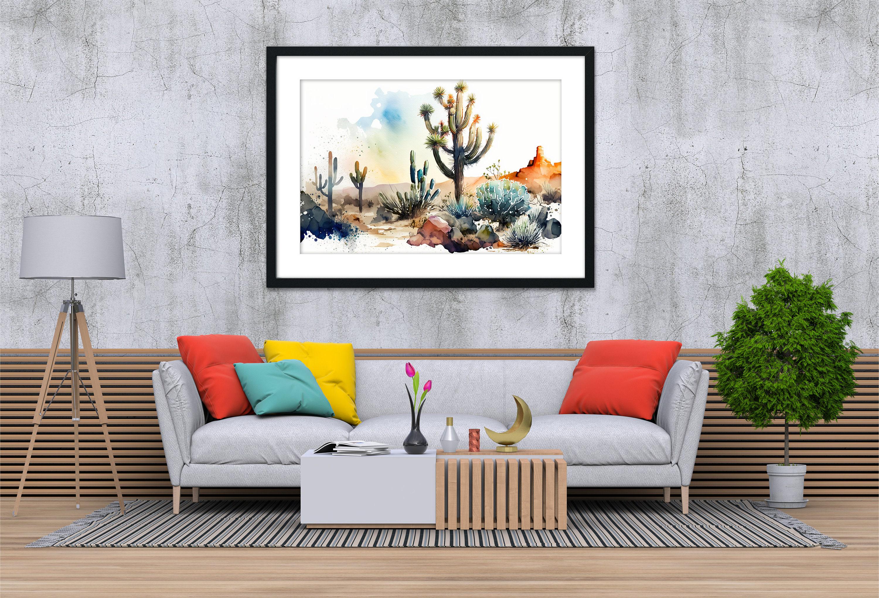 Serenity in the Sands: Watercolor Desert Painting, Giclee Print on Canvas, Artist Paper, Watercolor Paper, Available in Extra Large Sizes