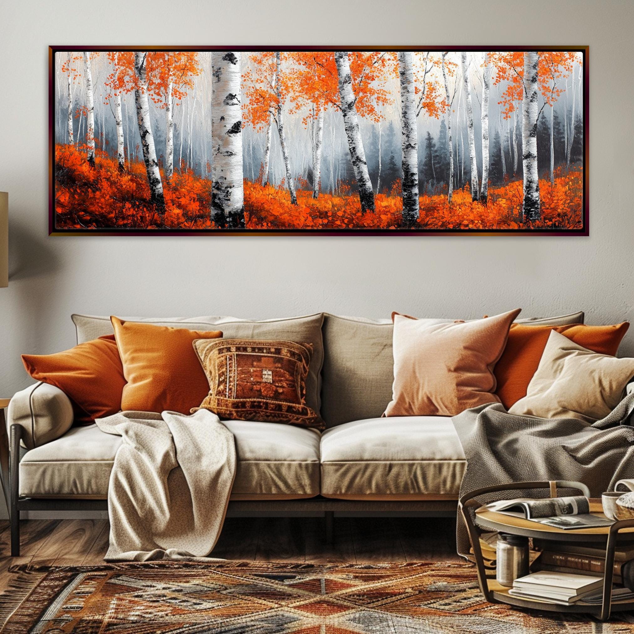 Birch Tree Wall Art - Panoramic Forest Landscape Art | Oversized Canvas Print, Ready to Hang