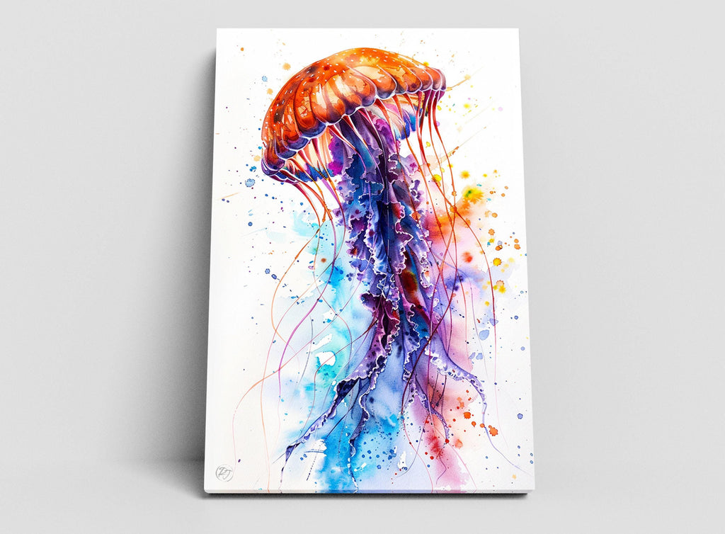 Beautiful Jellyfish Watercolor, Oceanic Wall Art, Giclee Print on Canvas, Artist Paper, Watercolor Paper, Available in Extra Large Sizes