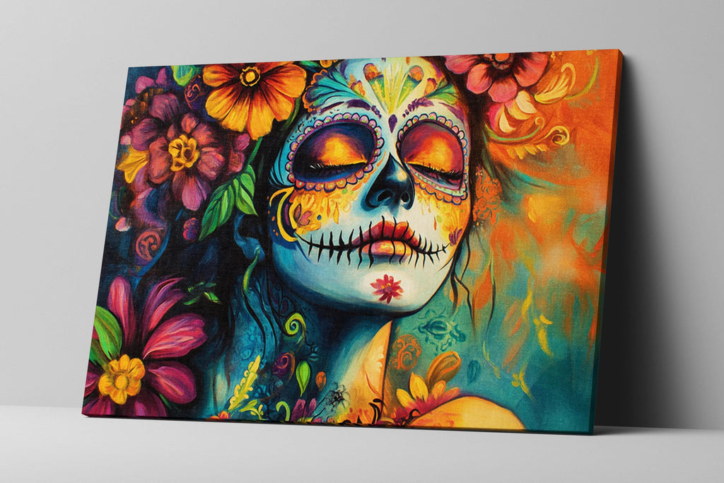 Day of the Dead Canvas – Extra Large Wall Art | Framed Canvas Print, Vibrant Mexican Decor