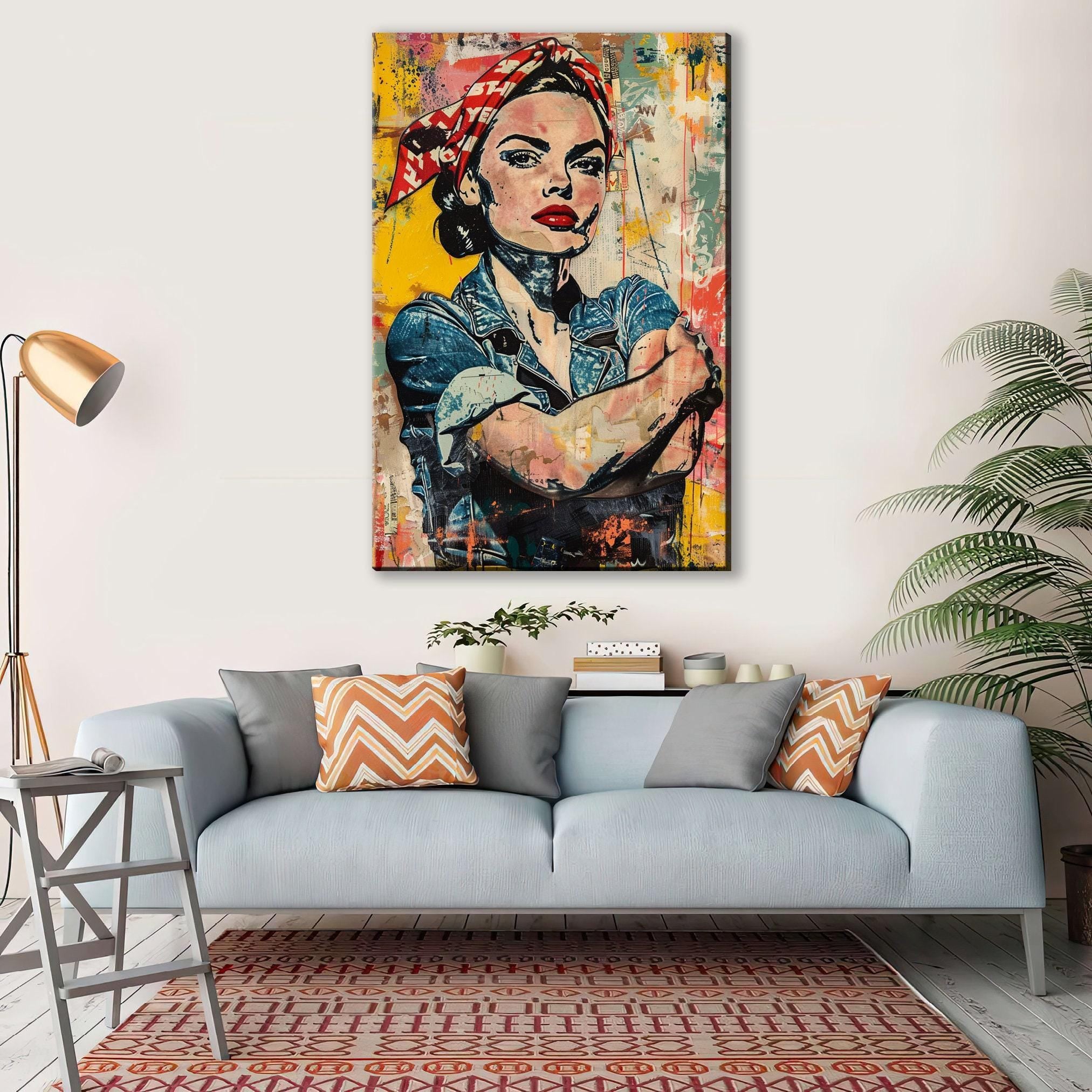 Rosie the Riveter Art - Large Canvas Wall Art | Bold Statement Inspirational Decor