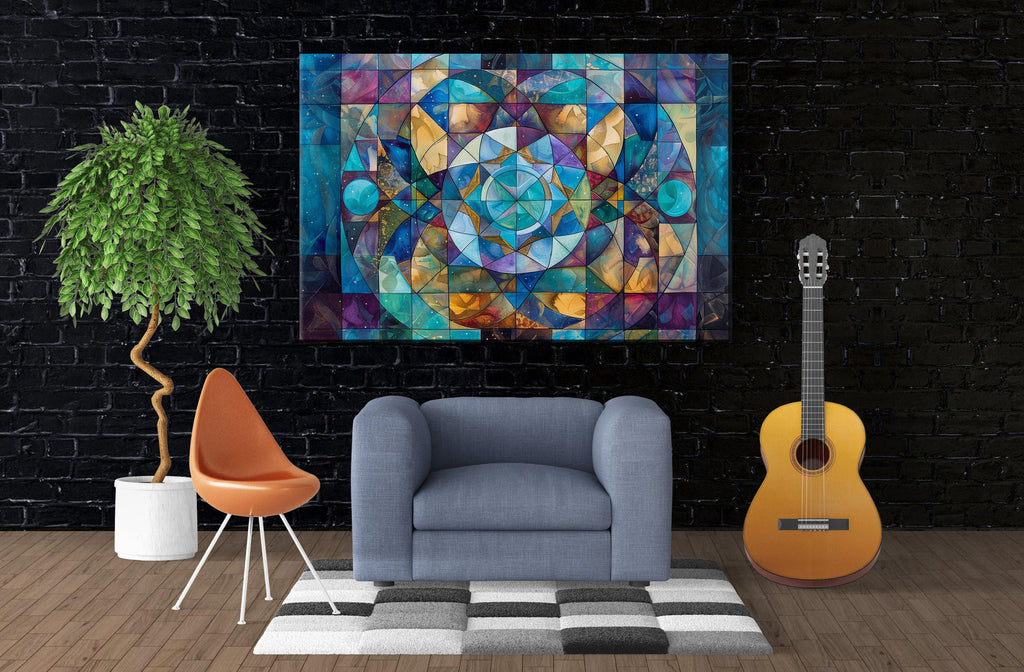 Sacred Geometry Art – Extra Large Canvas Wall Art | Gallery Wrapped Spiritual Canvas Print