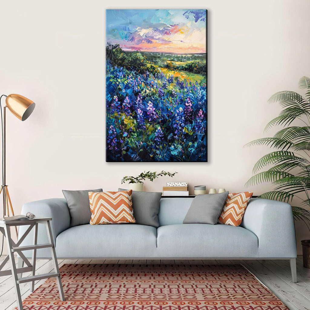 Bluebonnet Meadow Painting – Texas Canvas Art | Gallery Wrapped Canvas Print