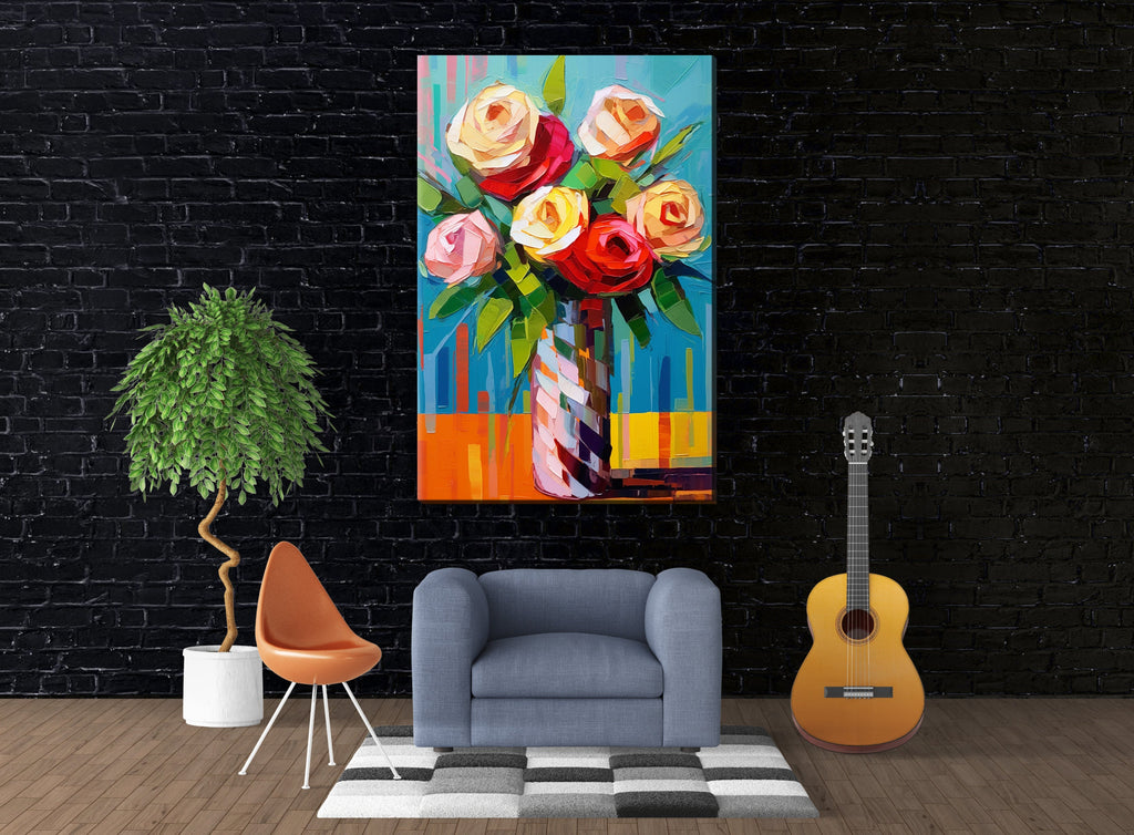 Rose Bouquet Canvas | Elegant Floral Arrangement - Large Canvas Art Wall Decor