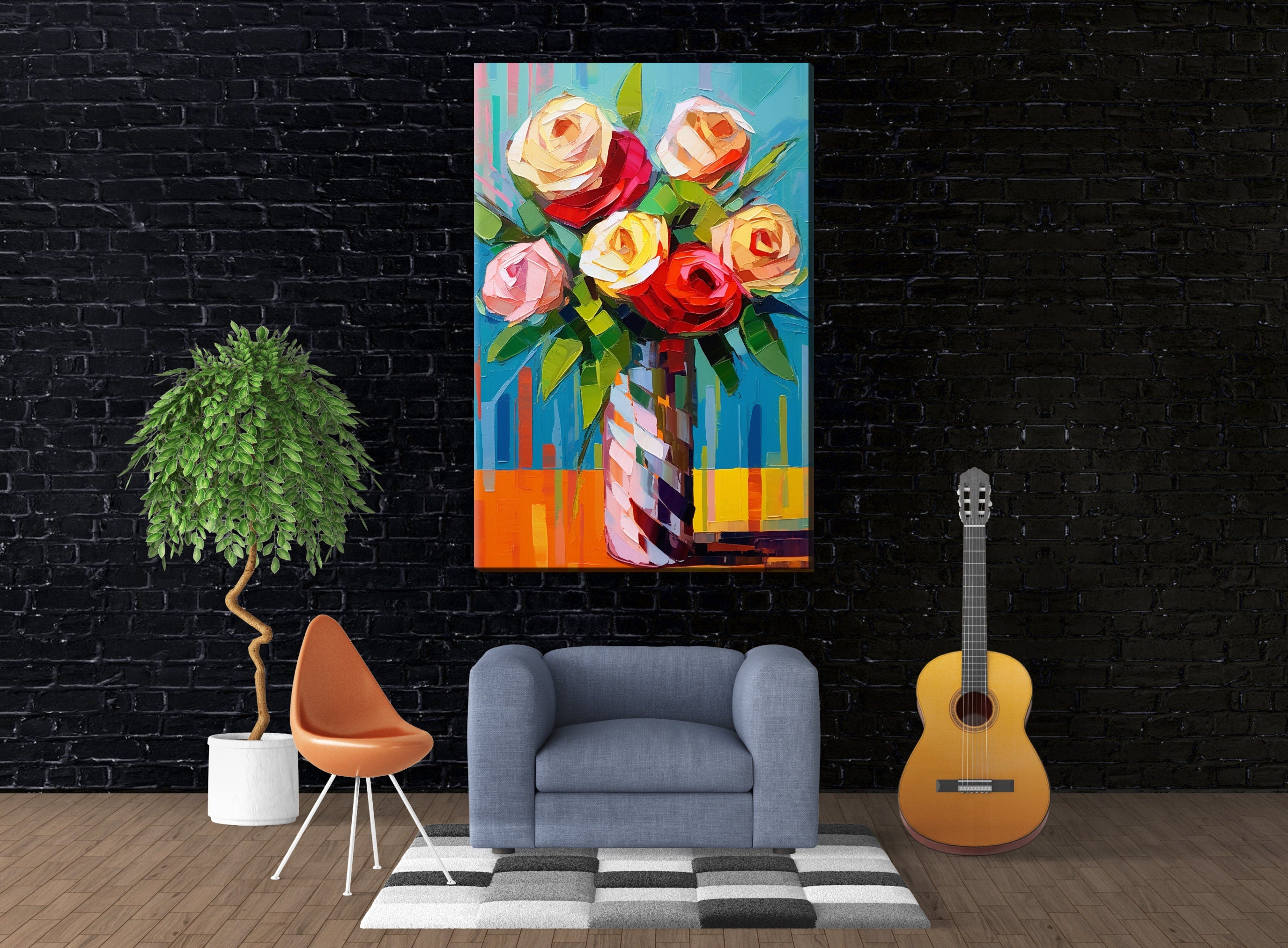 Rose Bouquet Canvas | Elegant Floral Arrangement - Large Canvas Art Wall Decor