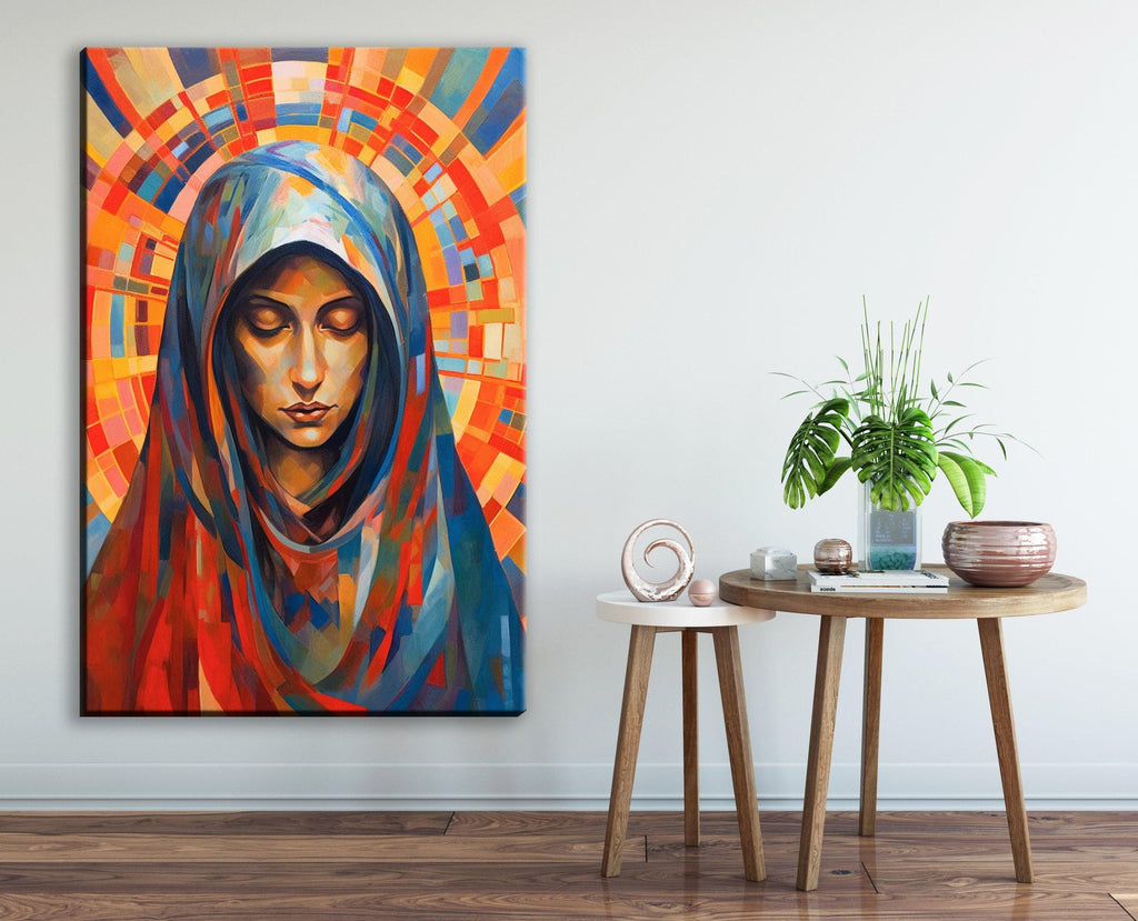 Virgin Mary Canvas Print – Large Faith Artwork | Blessed Mother Wall Decor