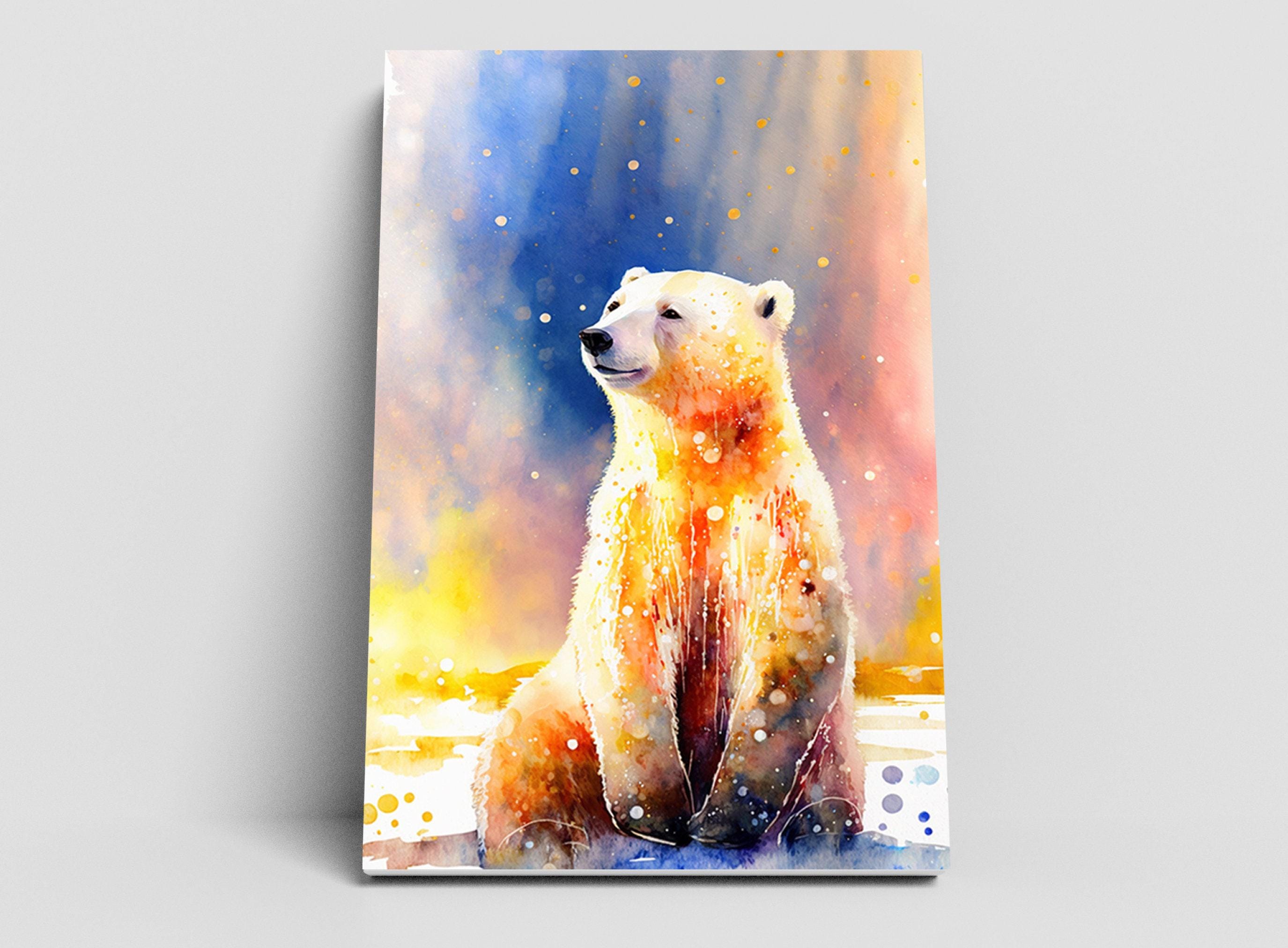 Polar Bear Portrait: Polar Bear Watercolor Painting, Giclee Print on Canvas, Artist Paper, Watercolor Paper, Available in Extra Large Sizes