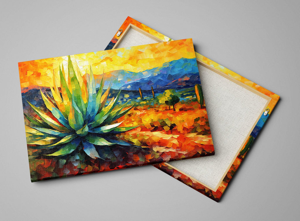 Desert Agave Print - Colorful Southwestern Landscape on Gallery Wrapped Canvas, Extra Large