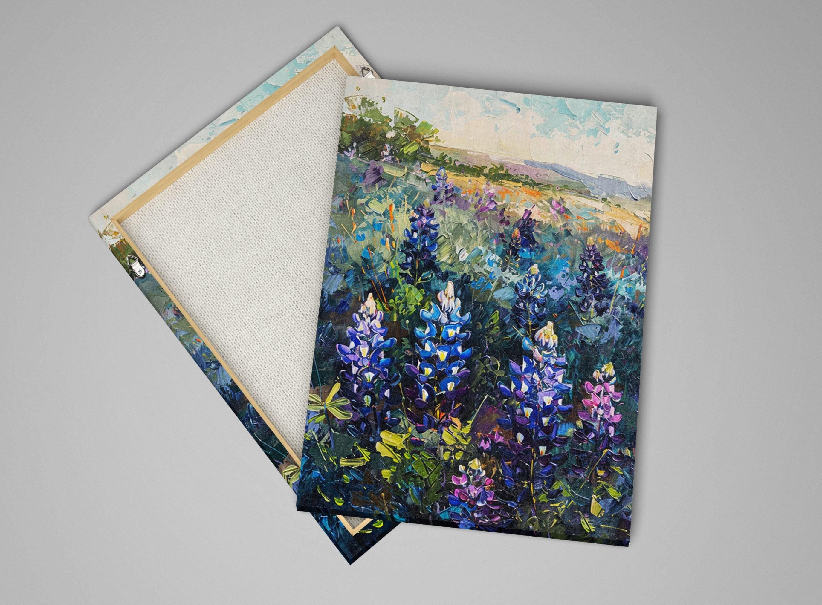 Texas Bluebonnet Painting – Large Canvas Art | Gallery Wrapped, UV Coated, Ready to Hang