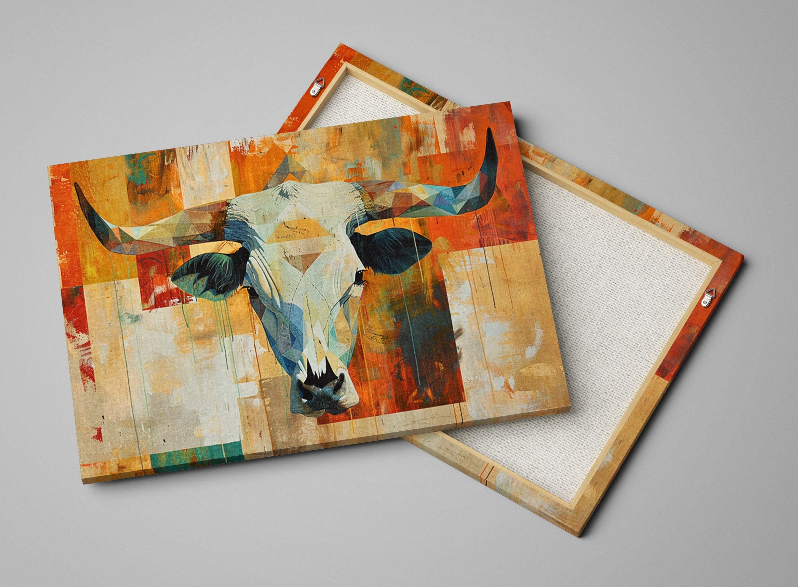 Texas Cow Skull Art - Large Western Skull Decor | Rustic Cowboy Ranch Canvas Print