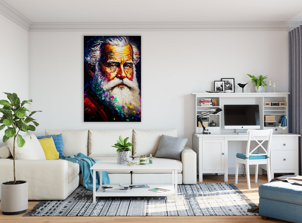 Santa Portrait Canvas - Old Saint Nick Painting | Holiday Wall Art Decor