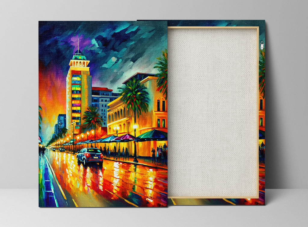 Miami Wall Art – Vibrant South Beach Painting on Gallery Ready Canvas Print