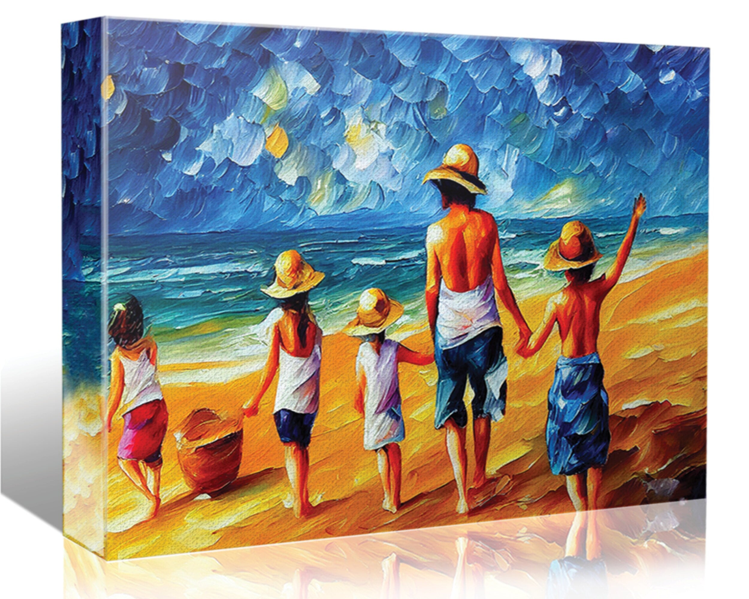 Kids Beach Canvas Print - Vibrant Colorful Canvas Art with Wooden Frame