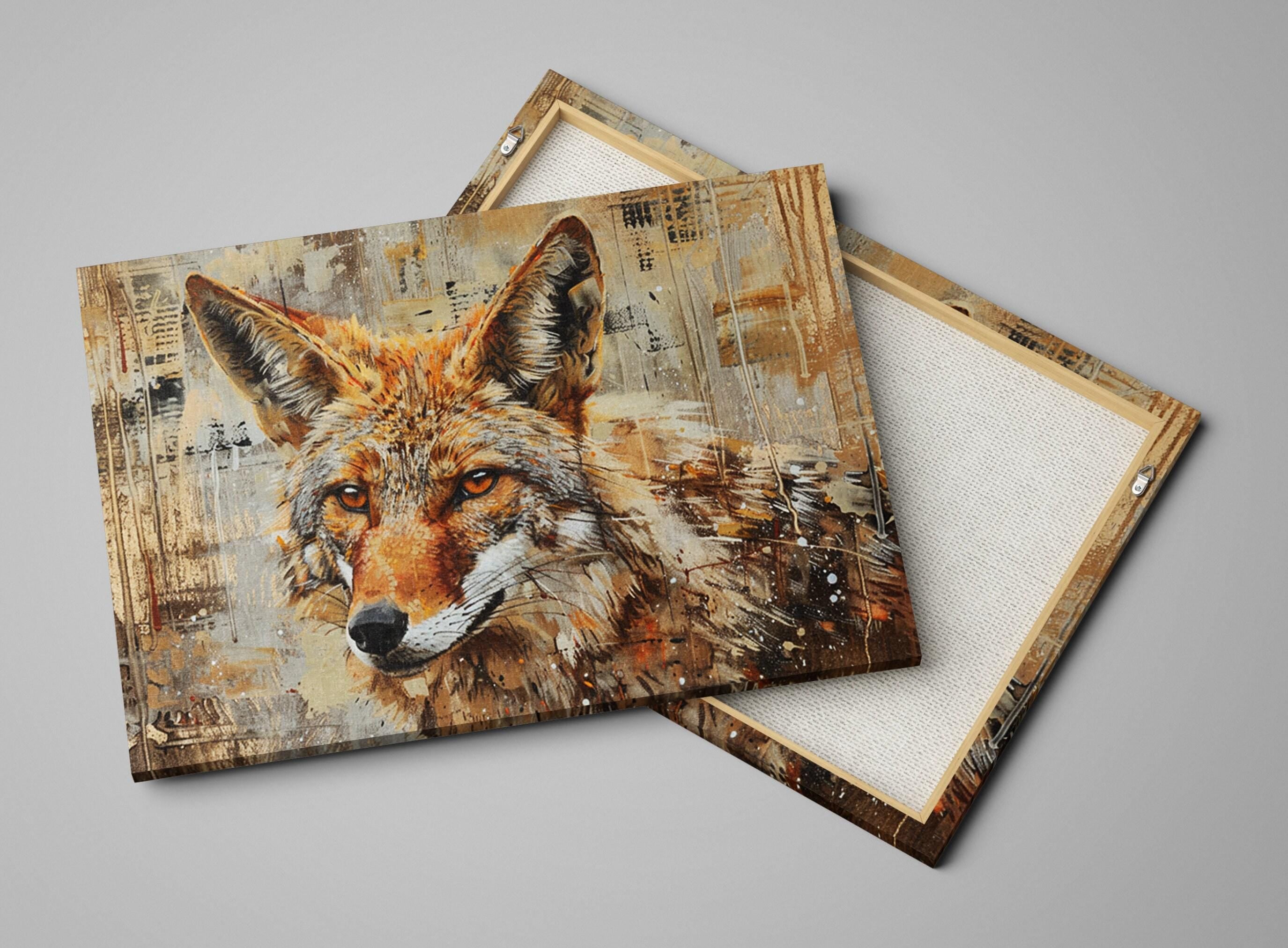 Rustic Texas Wall Art – Large Canvas Art | Southwest Coyote Decor, Ready to Hang