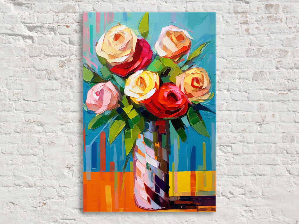 Rose Bouquet Canvas | Elegant Floral Arrangement - Large Canvas Art Wall Decor