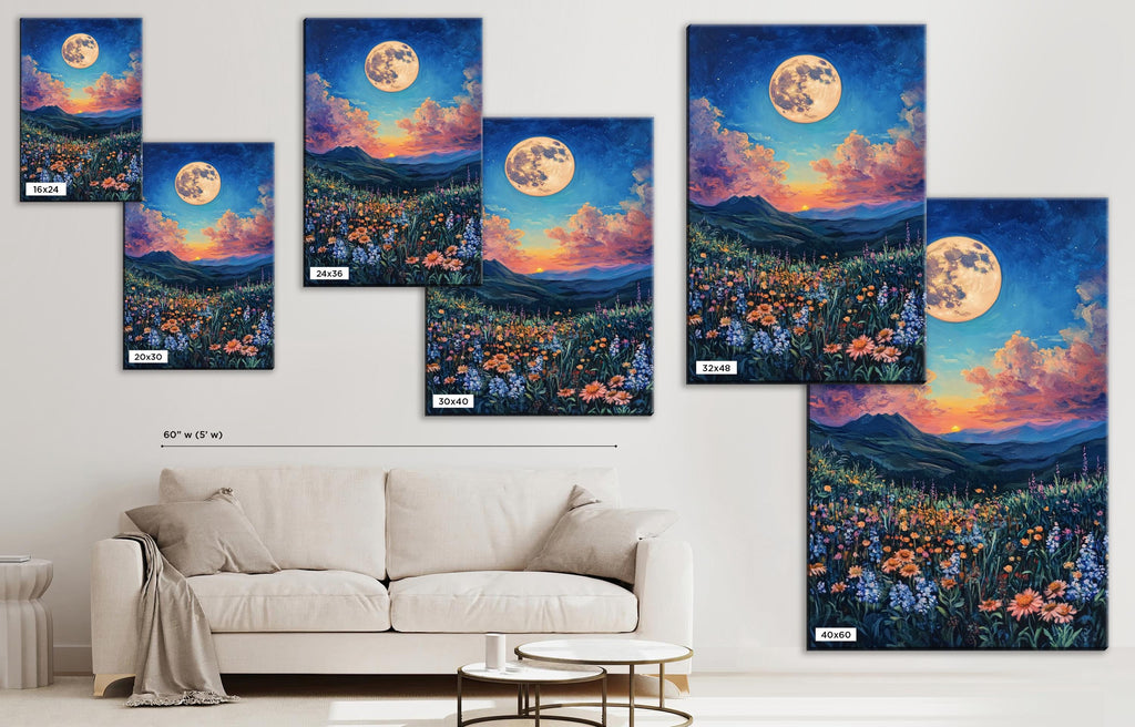 a living room with a couch and a painting on the wall