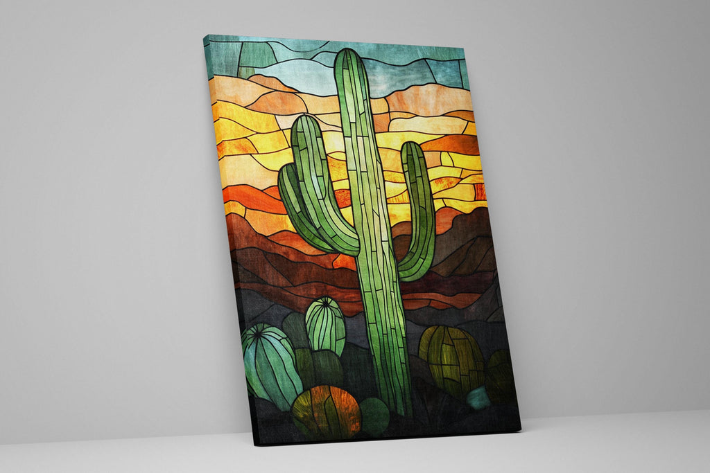 a painting of a cactus on a wall