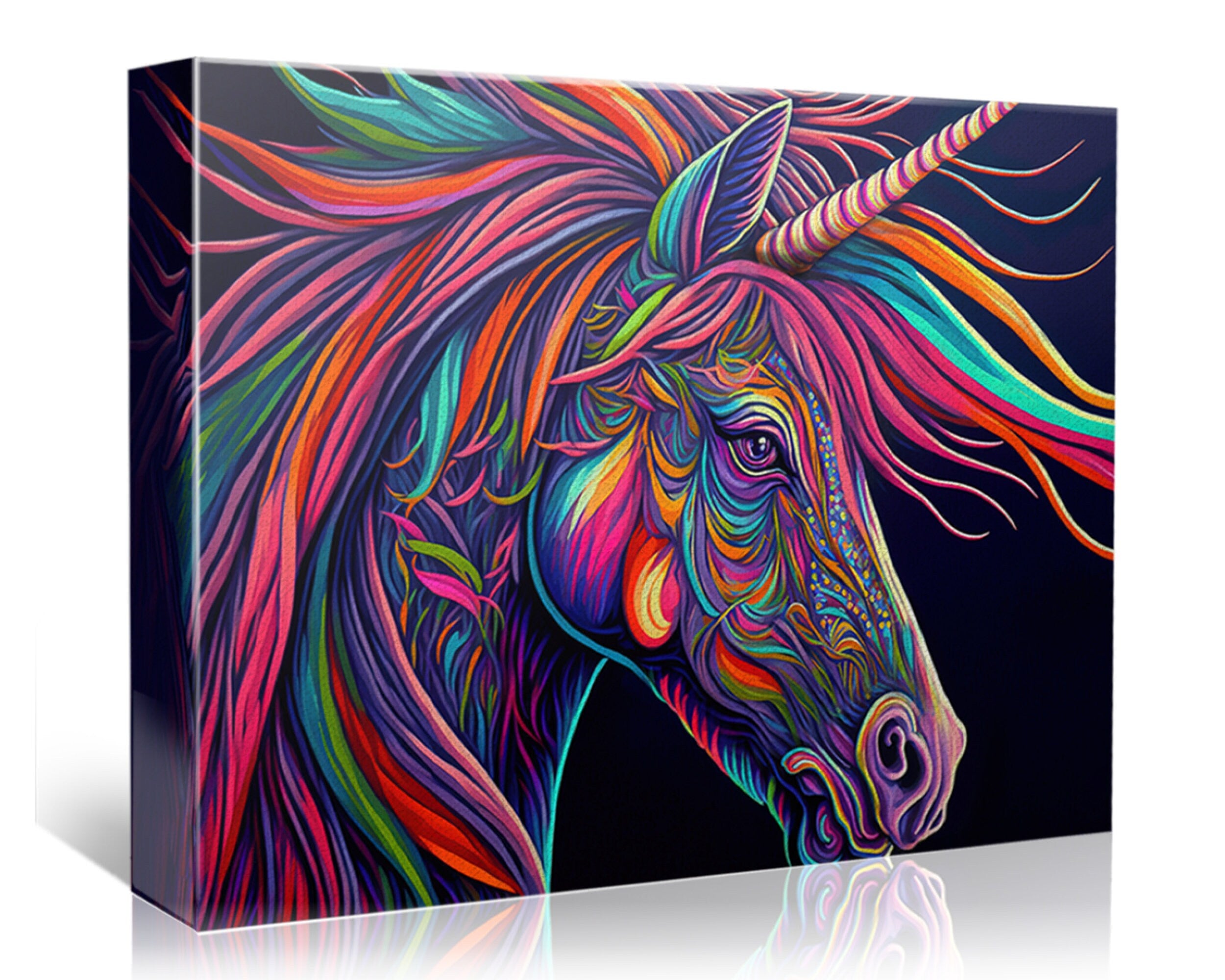 Unicorn Canvas Art – Colorful Abstract Painting | Nursery Wall Decor, Kids Room Art