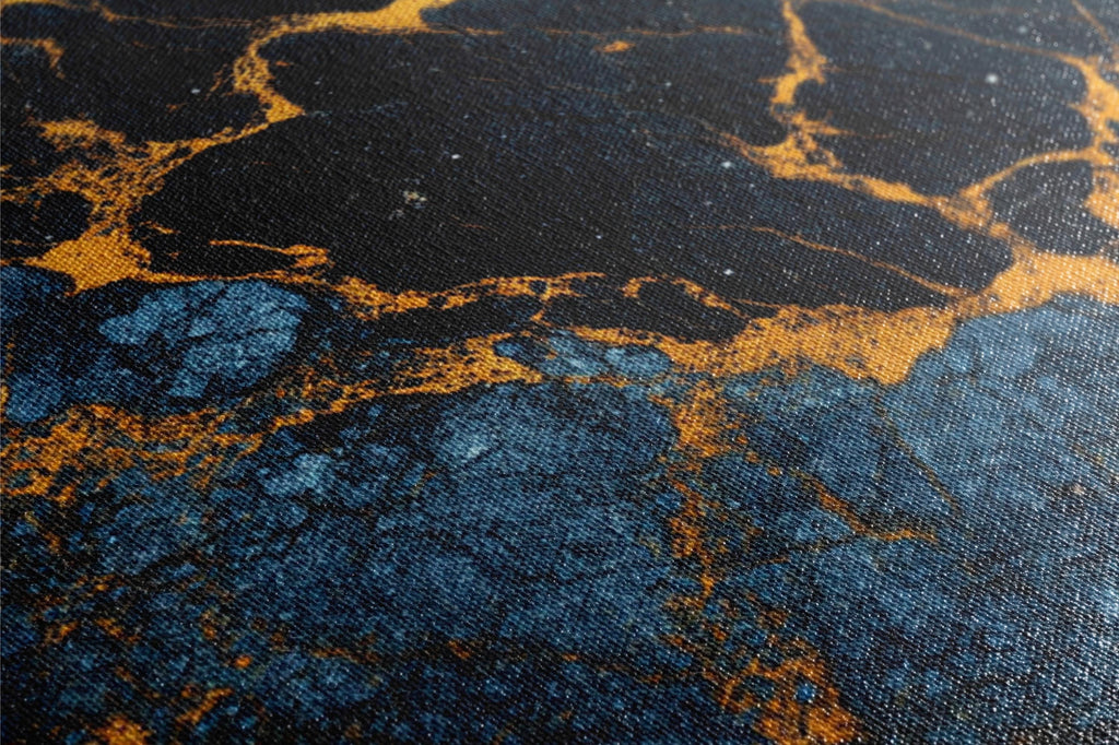 a close up of a blue and yellow painting