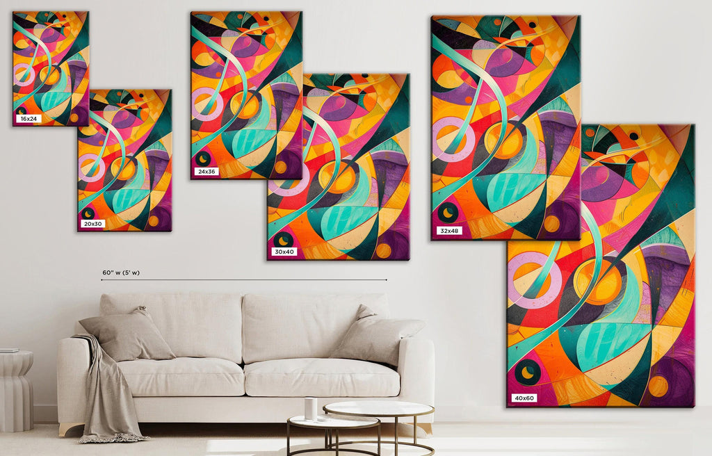 Retro Futurism Wall Art – Extra Large Abstract Canvas Print, Gallery Wrapped & Ready to Hang