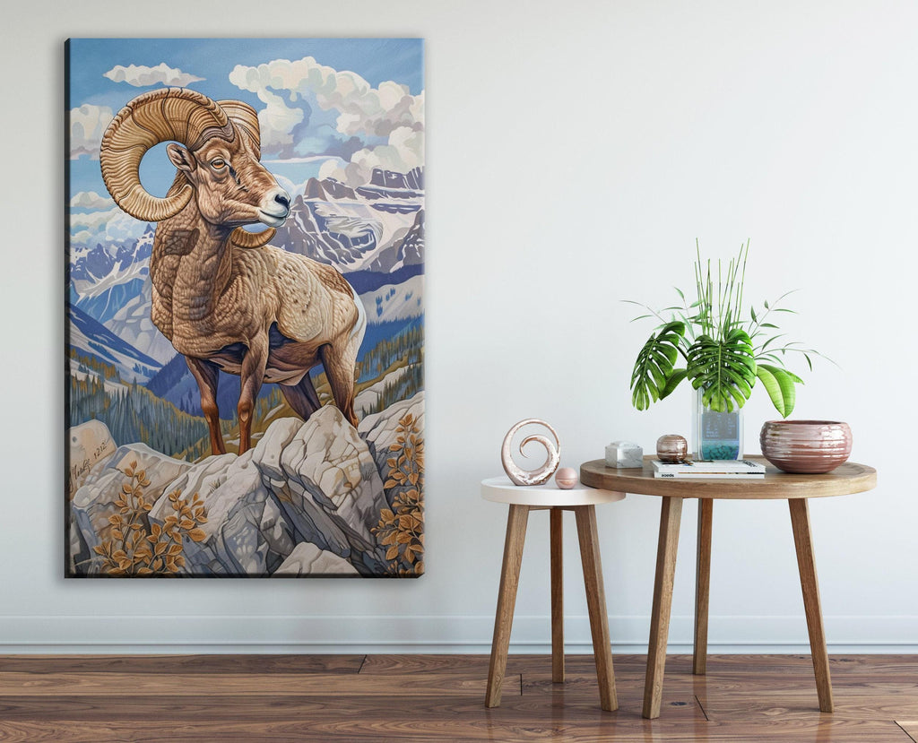 Bighorn Sheep Canvas - Rugged Mountain Ram Print | Gallery Wrapped, Ready to Hang