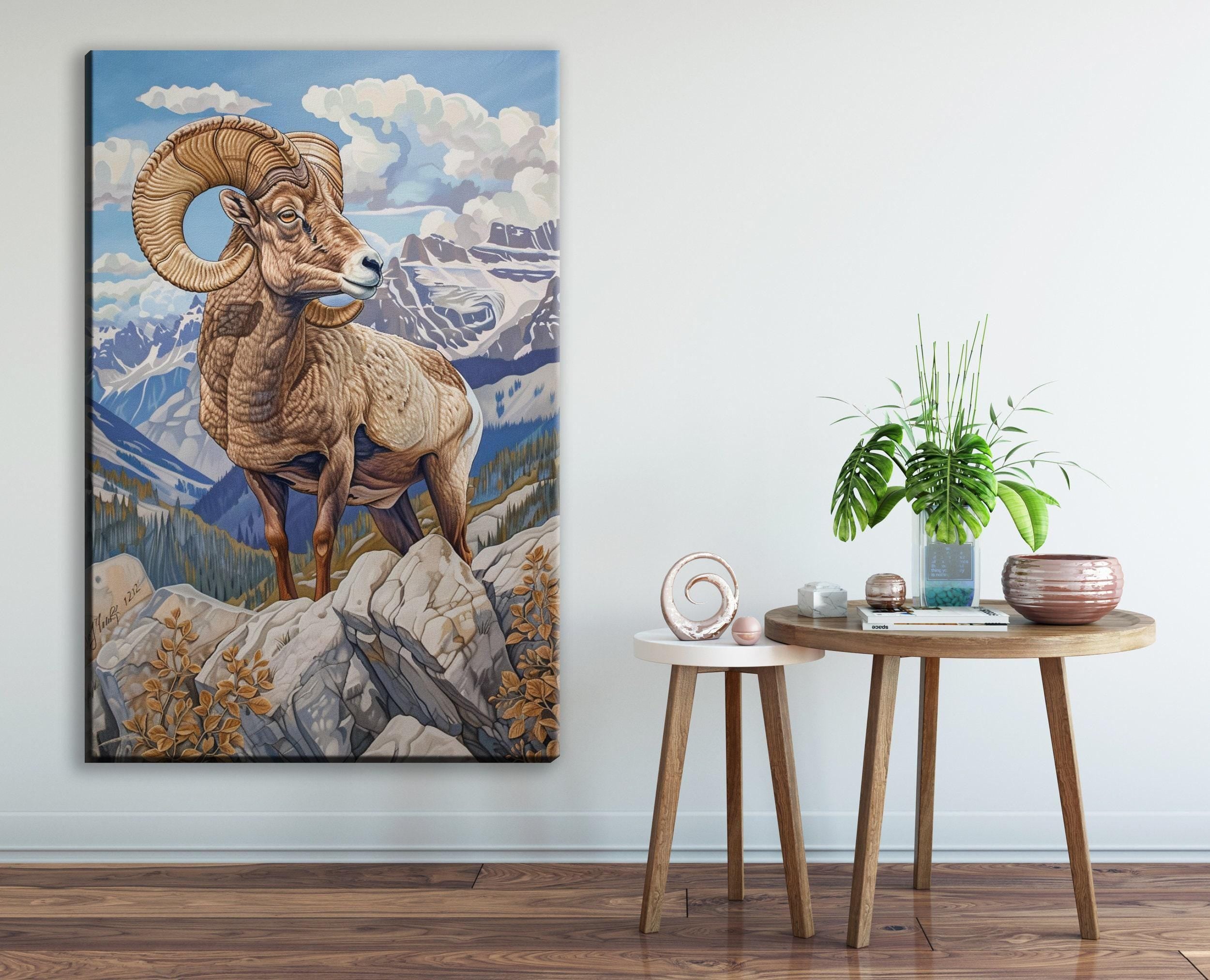 Bighorn Sheep Canvas - Rugged Mountain Ram Print | Gallery Wrapped, Ready to Hang