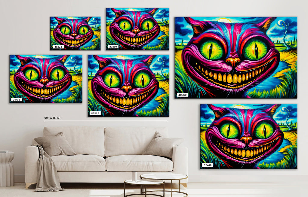 Cheshire Cat Canvas - Vibrant Alice In Wonderland Art | Gallery Wrapped, Ready To Hang