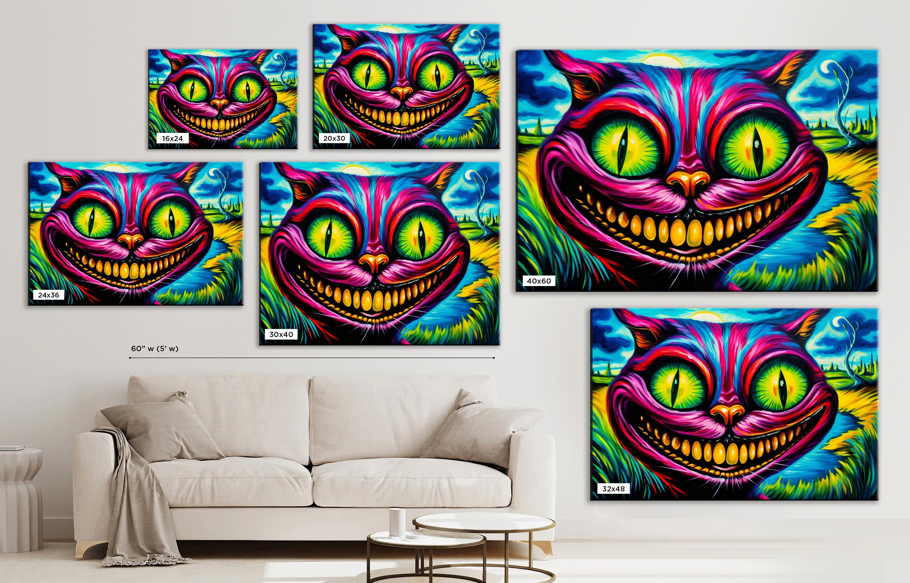 Cheshire Cat Canvas - Vibrant Alice In Wonderland Art | Gallery Wrapped, Ready To Hang