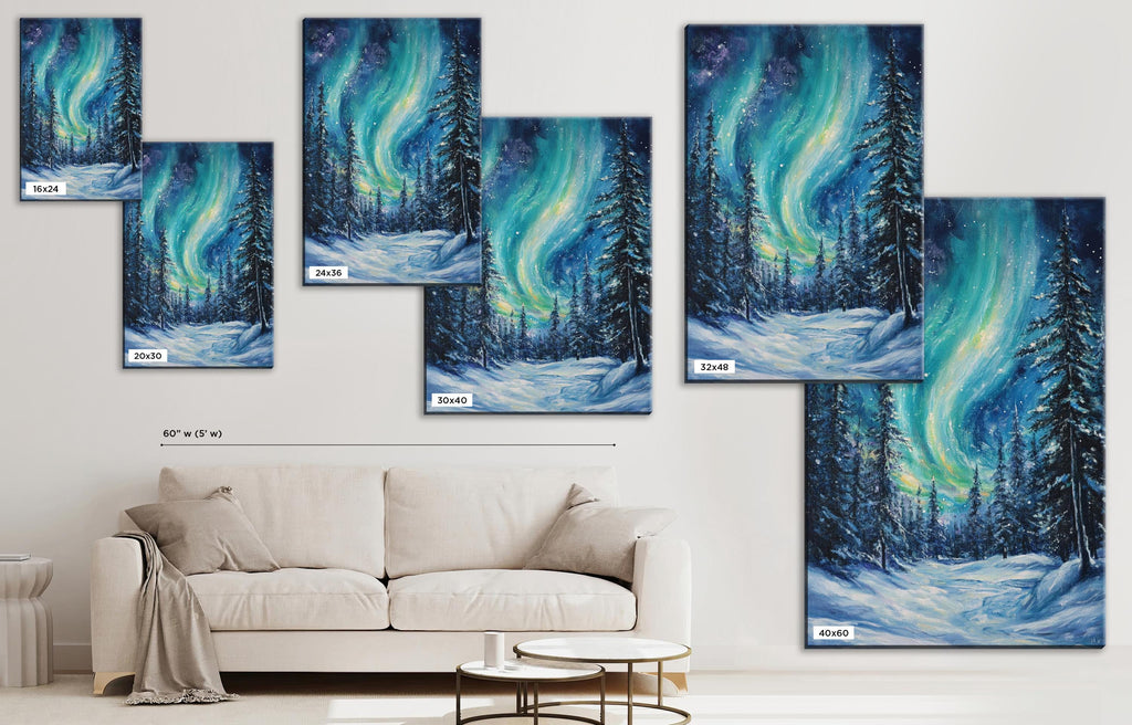 a living room with a couch and a painting on the wall