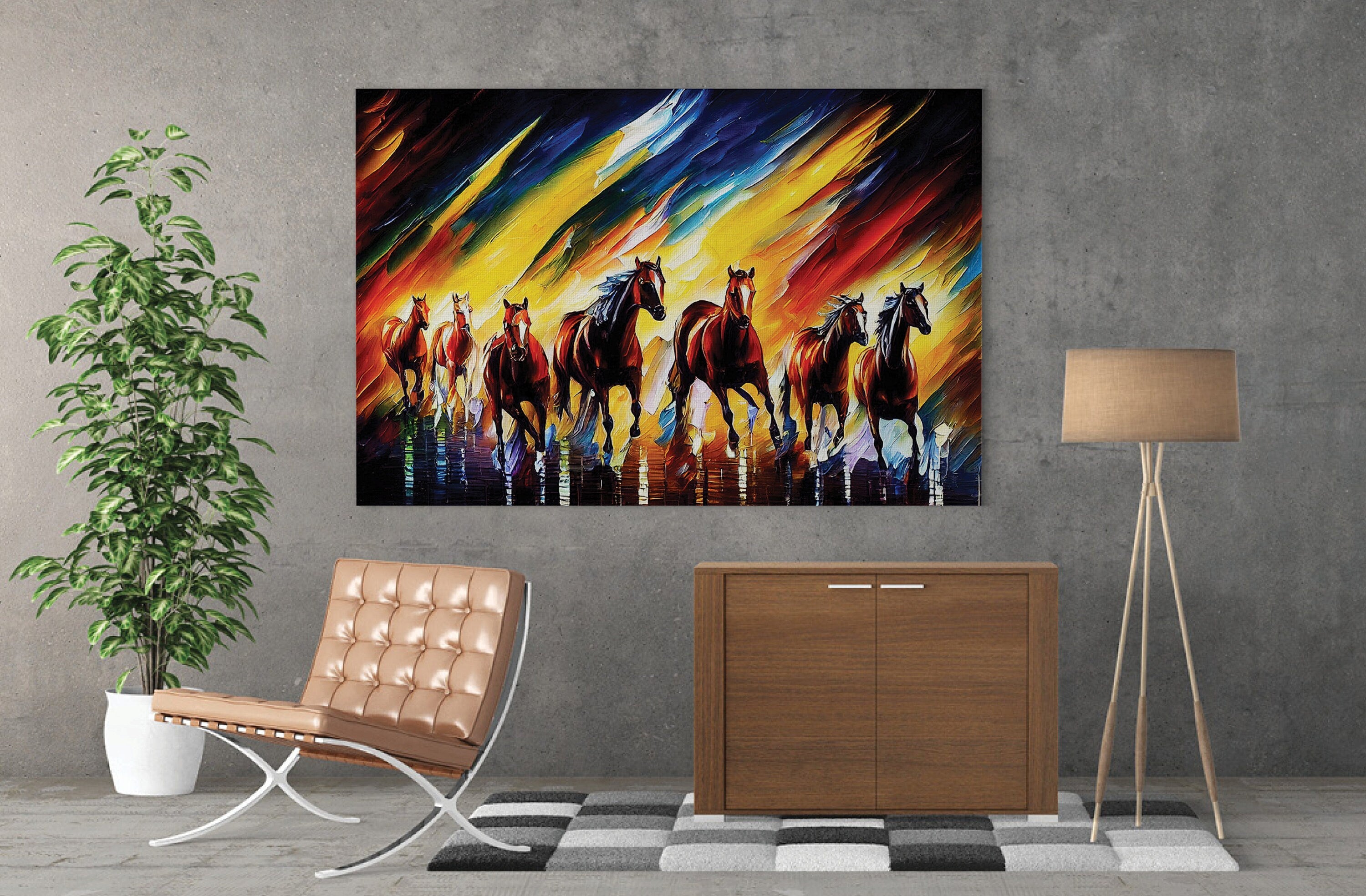 Wild Horses Canvas Print – Vibrant Horse Painting on Artist Grade Canvas