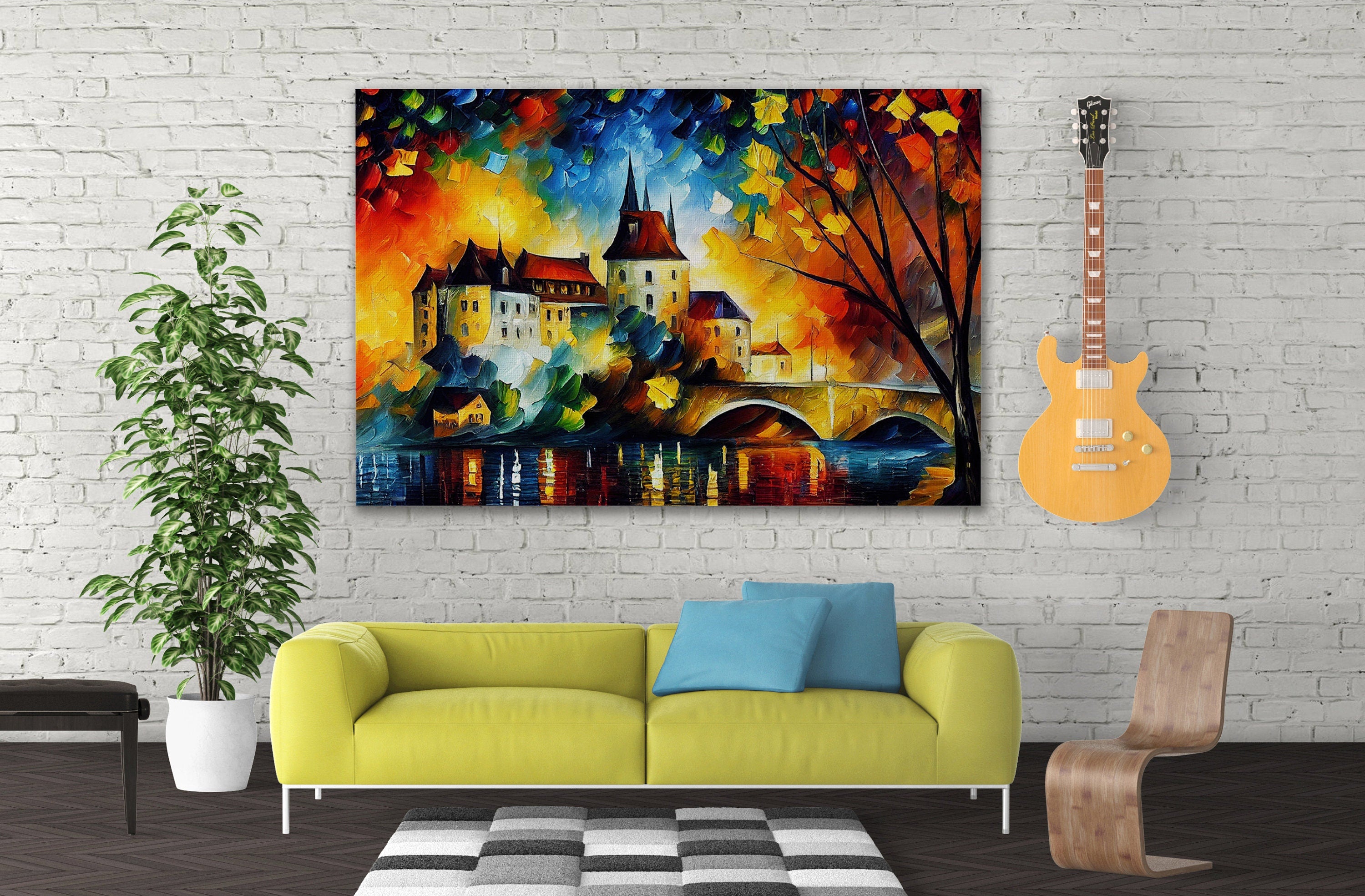 Castle Canvas Wall Art – Fantasy Oil Painting Reproduction on Gallery Ready Canvas Frame